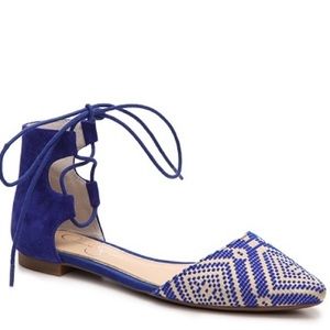 Jessica Simpson Zeena Lace Up Cobalt Blue Flat 8.5